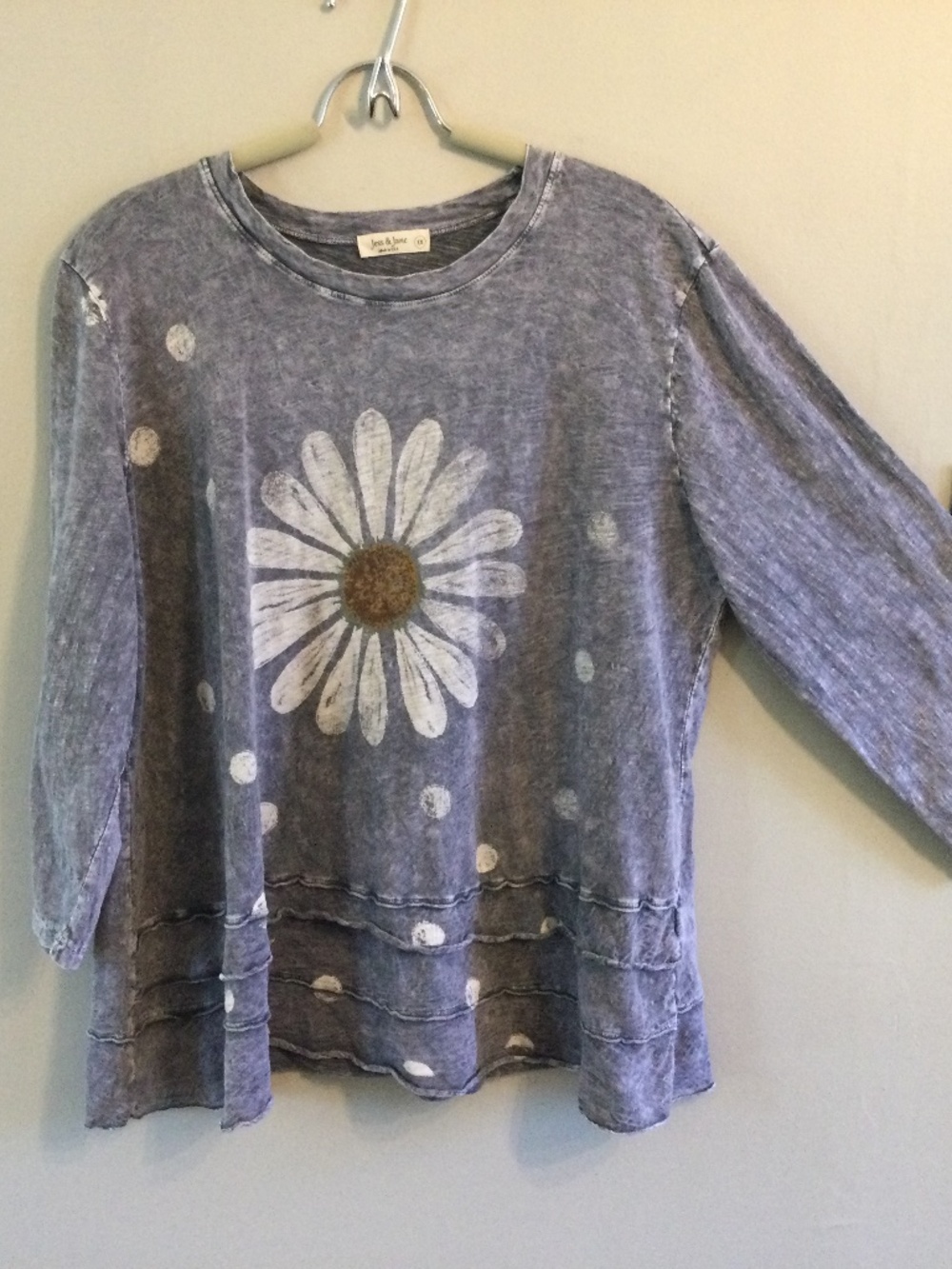 Jess and Jane Gray Mineral Washed Daisy Tunic, Size 1X